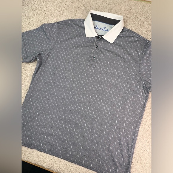Robert Graham Gray Geometric Polo Shirt Men’s Medium Classic Fit Golf - Picture 3 of 8